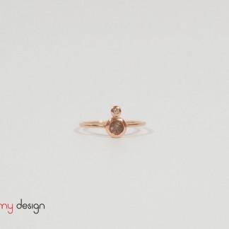 Rose gold Zircon and diamond ring  (Epresso brown)